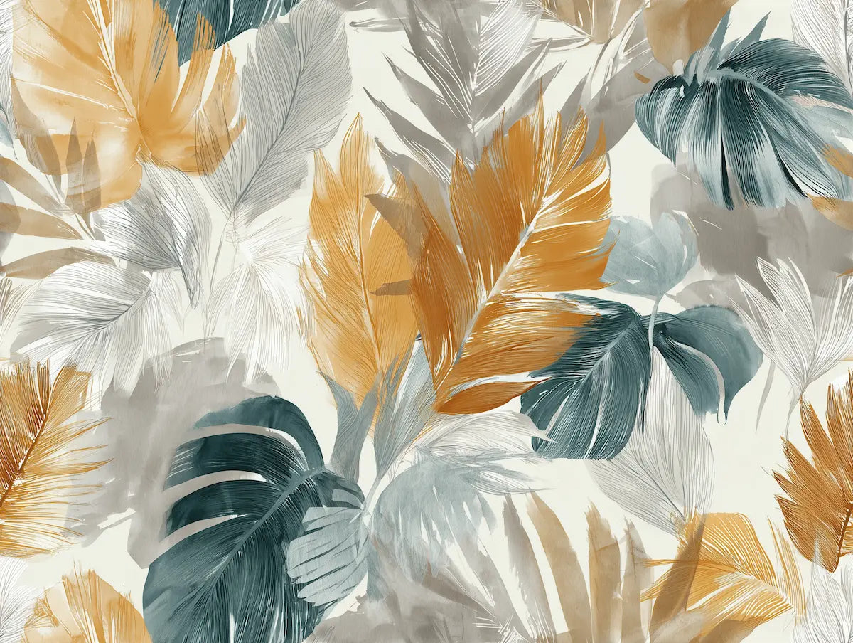 Motif papier peint wild palms jaune
