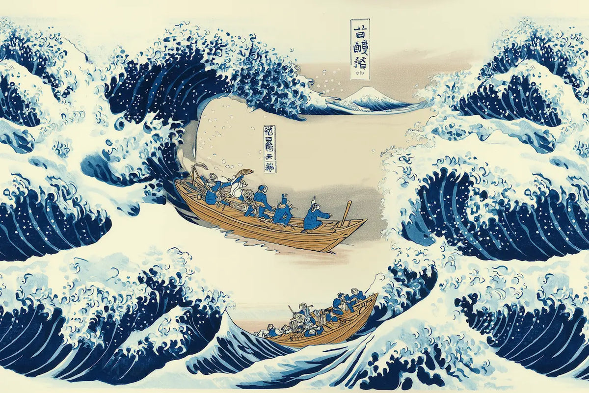 Motif tapisserie vague japonaise 