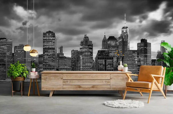 Papier peint Papier peint paysage buildings noir et blanc urbain et