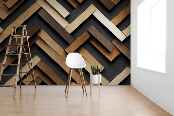 Papier peint Papier peint chevron patiné géométrique en scandinave,