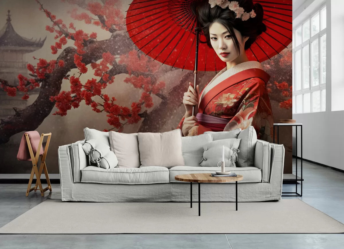 Papier peint Papier peint japonais geisha évoque une chaudes.