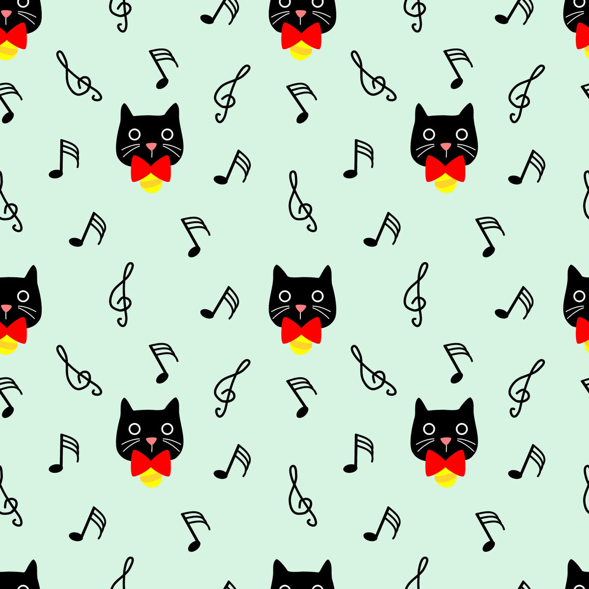 Papier Peint Note de Musique Chat