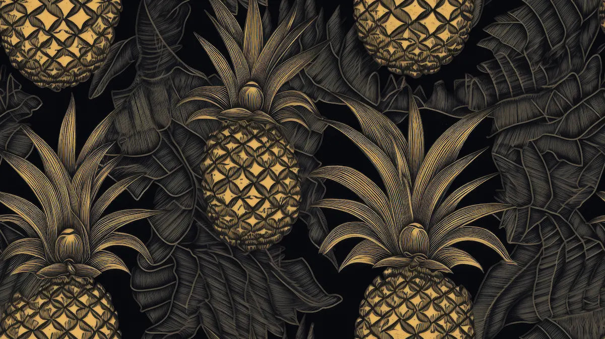 Papier peint ananas doré