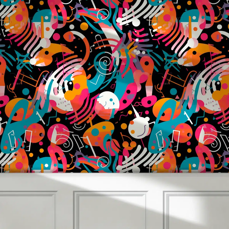 Papier peint Papier peint note de musique POP Art abstrait dynamique, vives