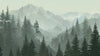 Papier Peint Panoramique Montagne Brume Vert