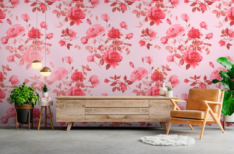 Motif Papier peint fleurs rose
