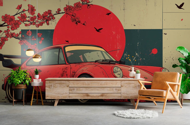 Papier Peint Voiture Sport Rétro Style Japonais