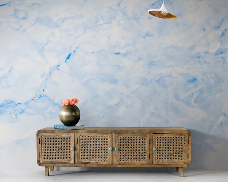 Papier peint Papier peint marbre bleu abstrait évoquant apporte