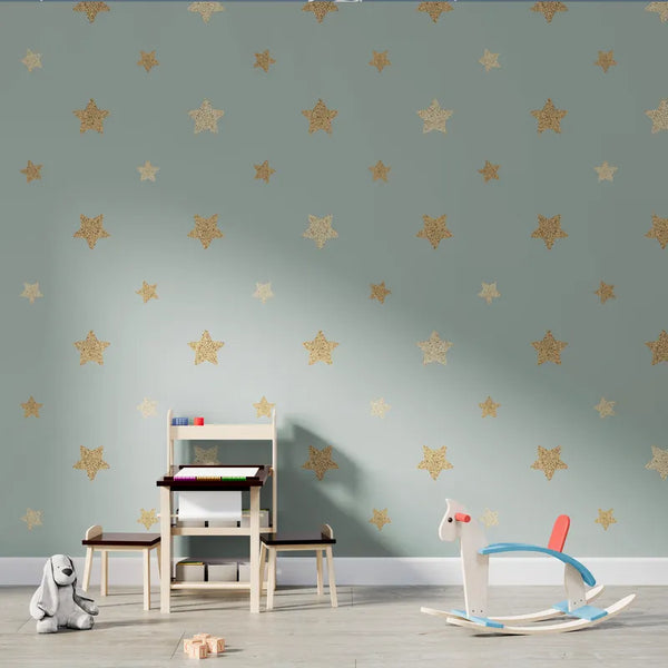 Papier peint Papier peint enfant étoiles fond vert enchanteur de apporte