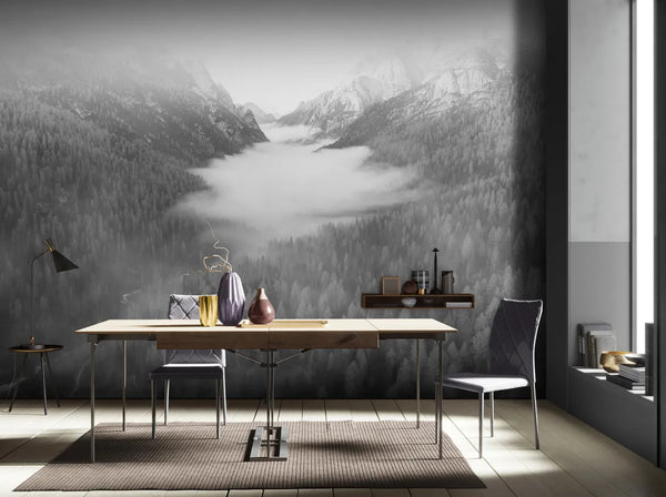 Papier peint Papier peint paysage brumeux vue du ciel offre un intemporel