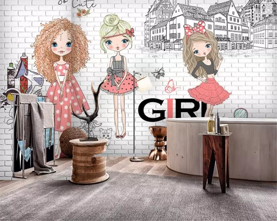 Papier peint Papier peint enfant fashion girl charmant avec de