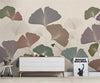 Papier peint Papier peint feuilles de gingko rétro floral stylisé japonais,
