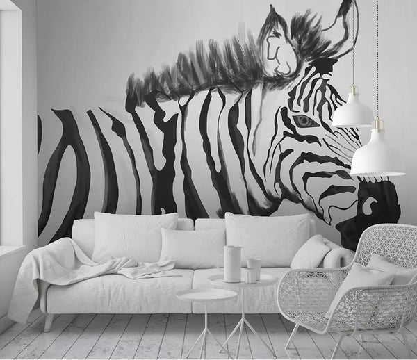 Papier peint Papier peint noir et blanc zèbre zébré saisissant, africain