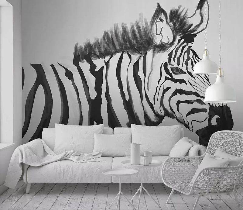 Papier peint Papier peint noir et blanc zèbre zébré saisissant, africain