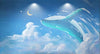 Papier peint enfant baleine bleue dans les nuages la nuit
