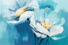 Papier peint fleurs bleues pastel