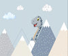 Papier peint enfant montagnes et dinosaure