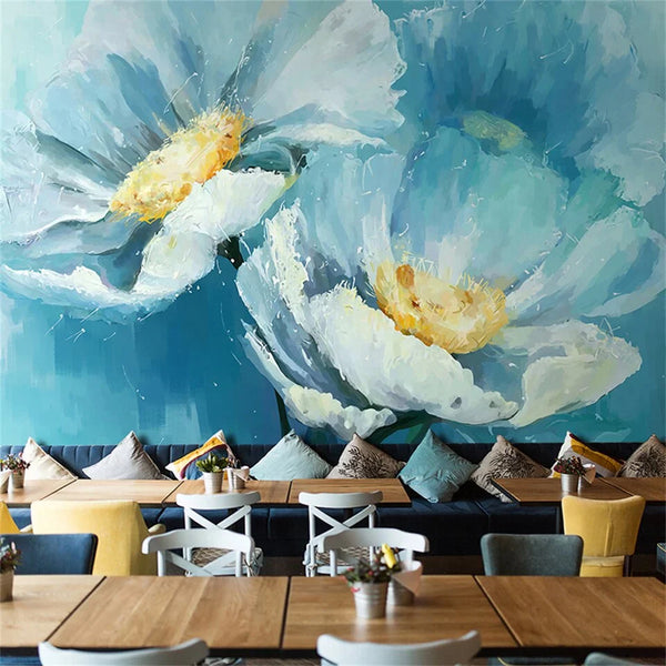 Papier peint Papier peint fleurs bleues pastel floral grandiose, est