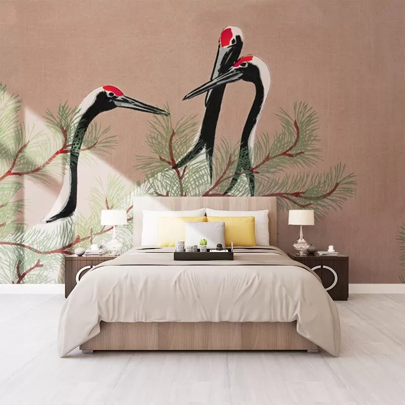 Papier peint Papier peint grue japonaise élégant inspiré douces.