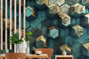 Papier peint Papier peint 3D hexagone vert géométrique en apporte