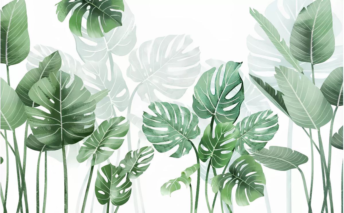 Papier peint feuilles de bananiers vert