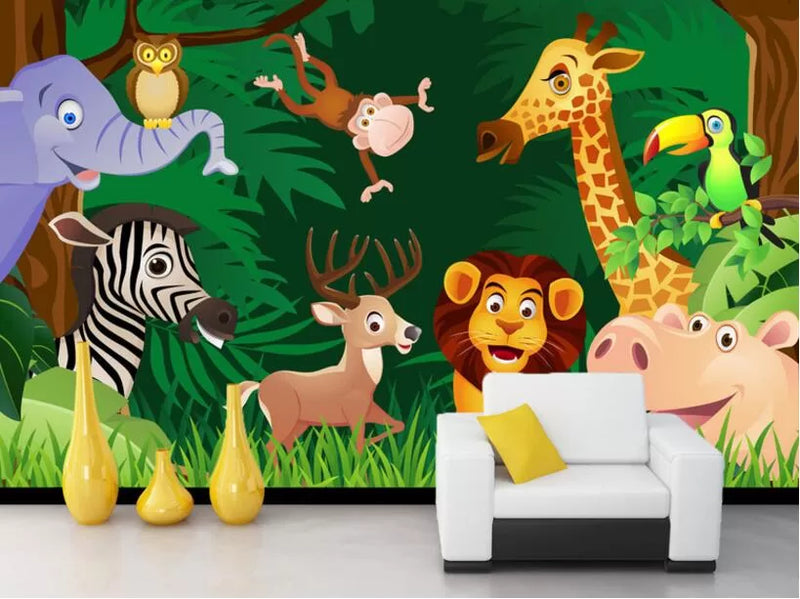 Papier peint Papier peint enfant animaux de la jungle enfantin et vives