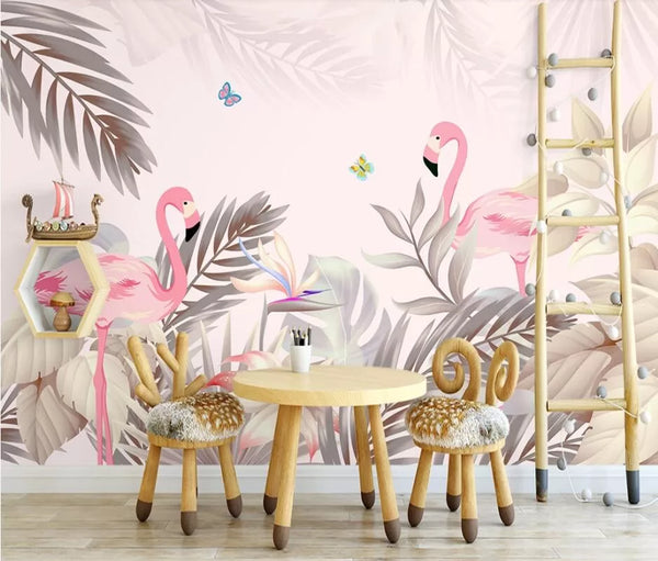 Papier peint Papier peint enfant forêt tropicale et flamants roses tropical doux, apportera