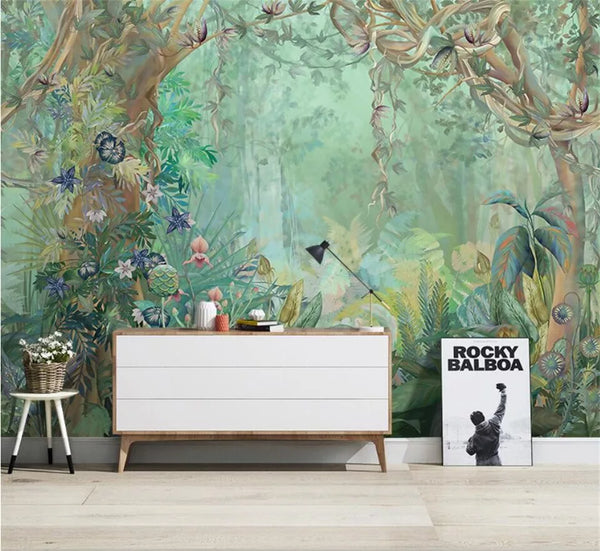 Papier peint Papier peint nordique forêt aquarelle tropical, il exotique