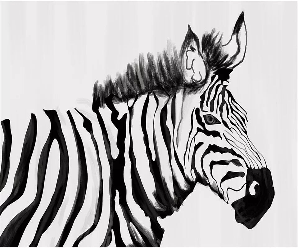 Papier peint noir et blanc zèbre