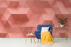 Papier peint Papier peint 3D géométrique rose saumon géométrique abstrait moderne,
