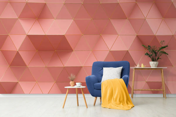 Papier peint Papier peint 3D géométrique rose saumon géométrique abstrait moderne,