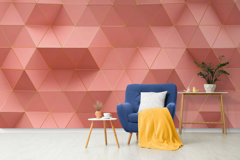 Papier peint Papier peint 3D géométrique rose saumon géométrique abstrait moderne,