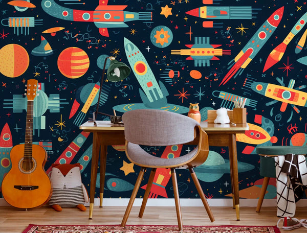 Papier peint Papier peint enfant vaisseaux spatiaux ludique de aux