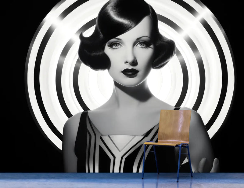 Papier peint Papier peint noir et blanc femme art déco des