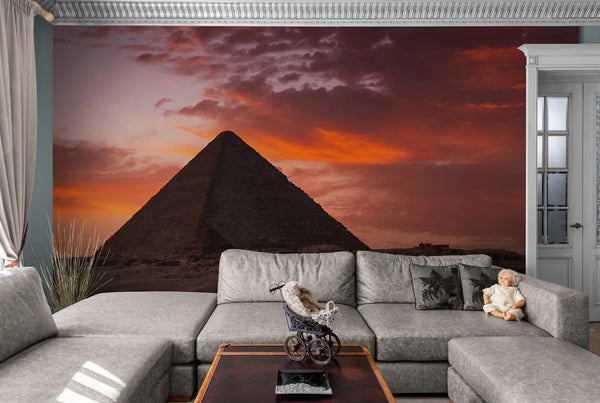 Papier peint Papier peint pyramide de Gizeh coucher de soleil offre une mystique
