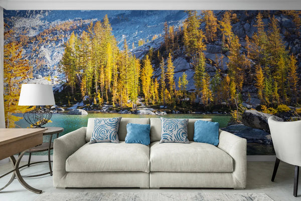 Papier peint Papier peint lac alpin offre une dorées