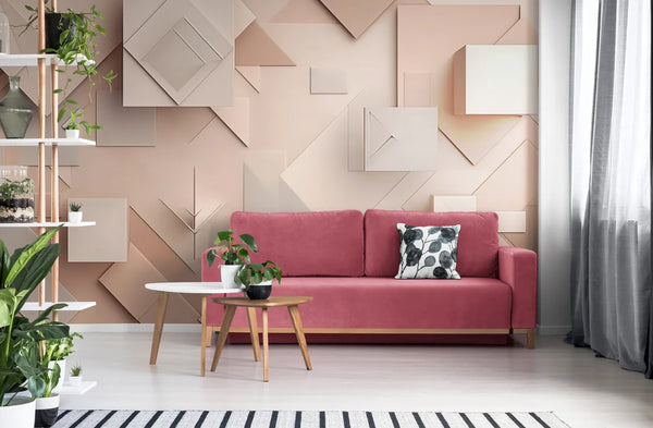 Papier peint Papier peint pastel géométrique rose géométrique abstrait, contemporain,