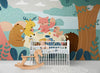Papier peint Papier peint enfant scandinave forêt et animaux de forêt douces,