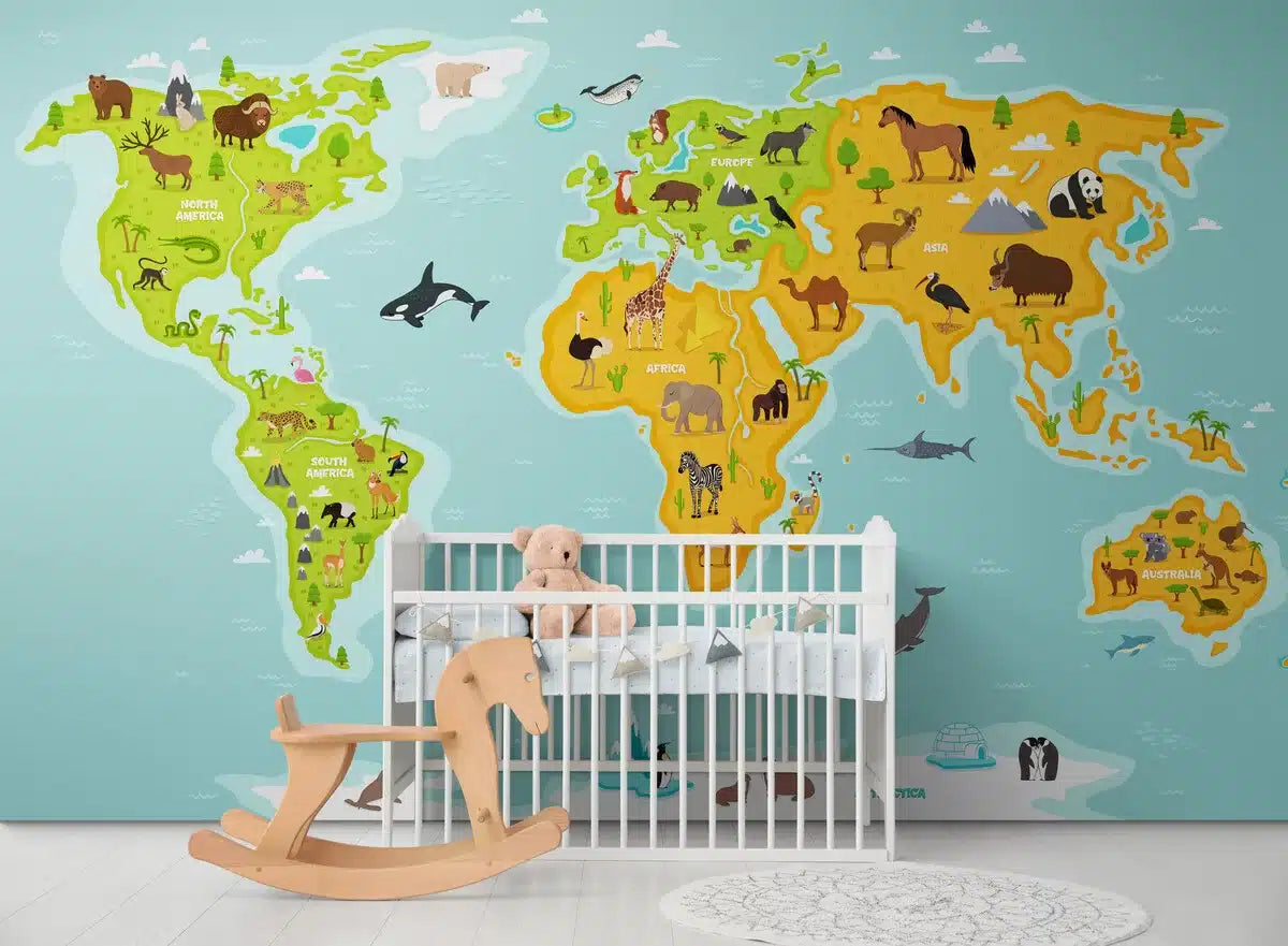 Papier peint Papier peint enfant carte du monde inspiré des est
