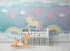 Papier peint Papier peint enfant licorne et arc en ciel de licorne. pastel