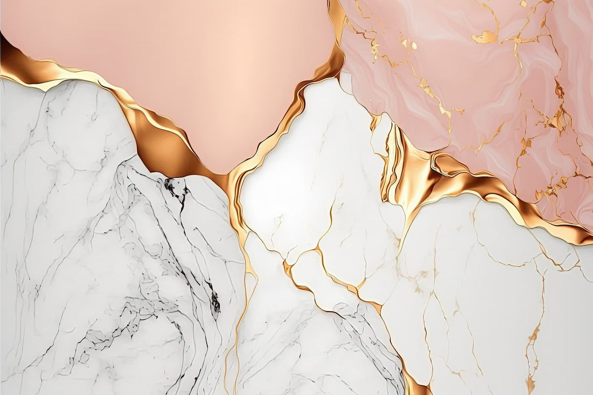 Papier peint art abstrait marbre rose