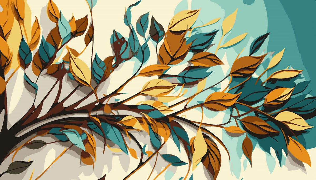 Papier peint branches abstraites rétro