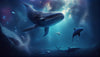 Papier peint ciel bleu et baleines