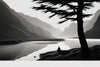 Papier peint panoramique noir et blanc paysage paisible
