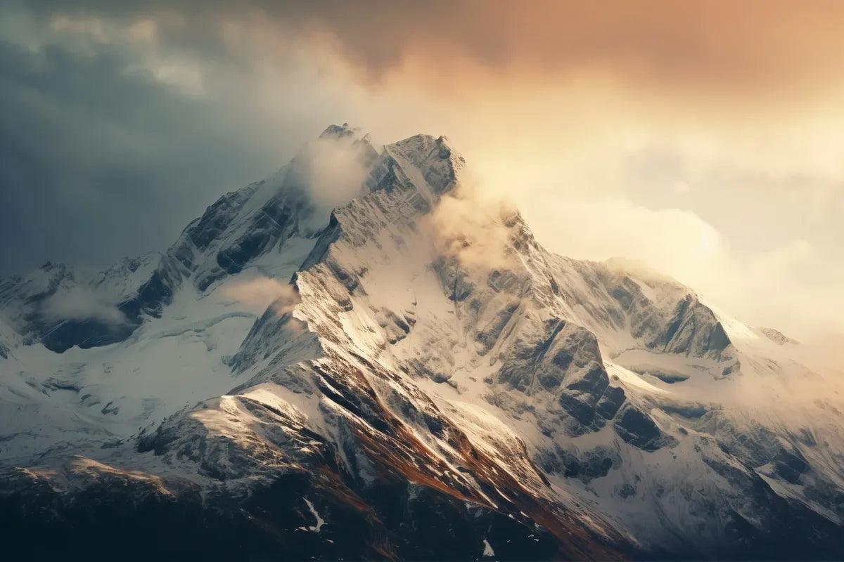 Papier peint paysage montagne sous la brume