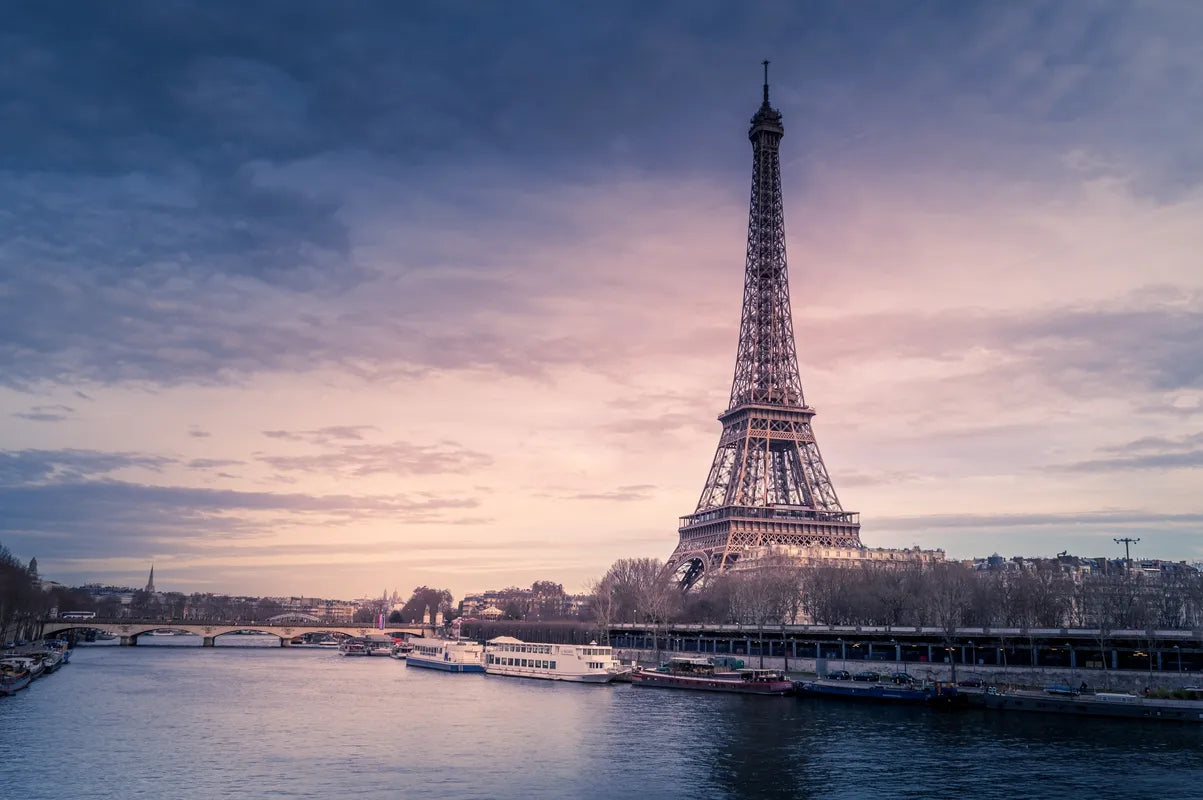 Papier peint panoramique tour eiffel lever de soleil
