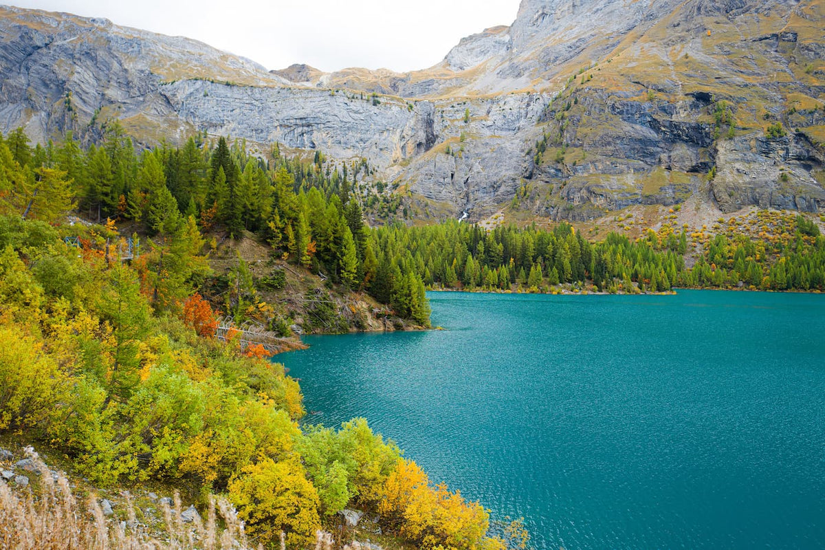 Papier peint panoramique montagne et lac