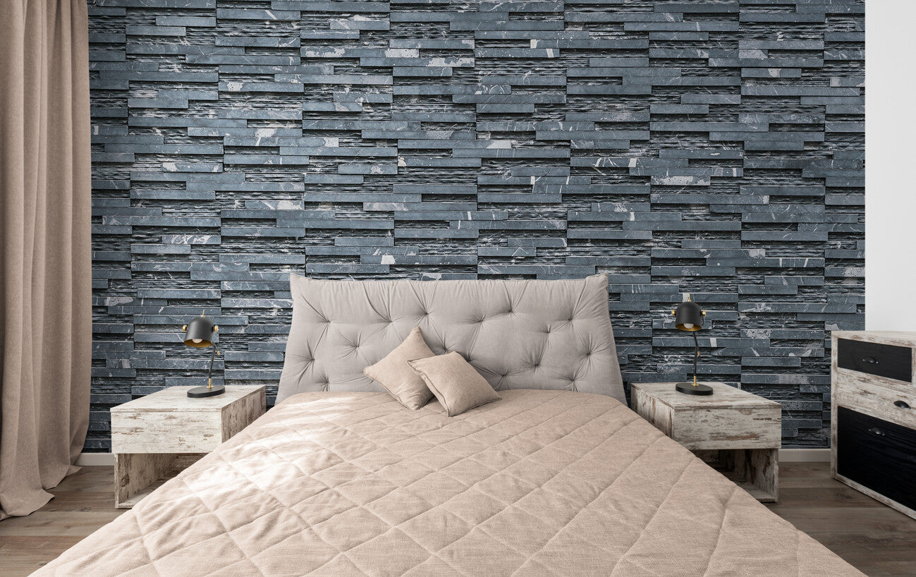 Papier peint Papier peint mur de parement gris foncé de pierres apporte