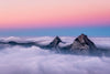 Papier peint montagnes et ciel rose