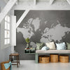 Papier peint Papier peint panoramique carte du monde effet ciment géométrique et scandinave,